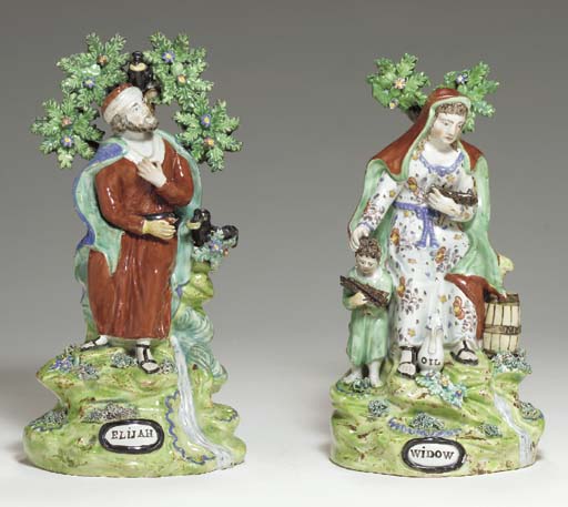 A STAFFORDSHIRE PEARLWARE FIGURE GROUP OF 'ABRAHAM OFFERING UP