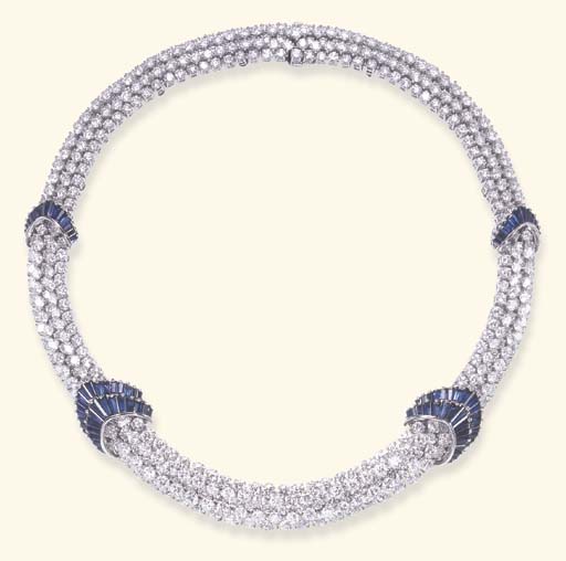 A DIAMOND AND SAPPHIRE NECKLACE, BY HAMMERMAN BROTHERS