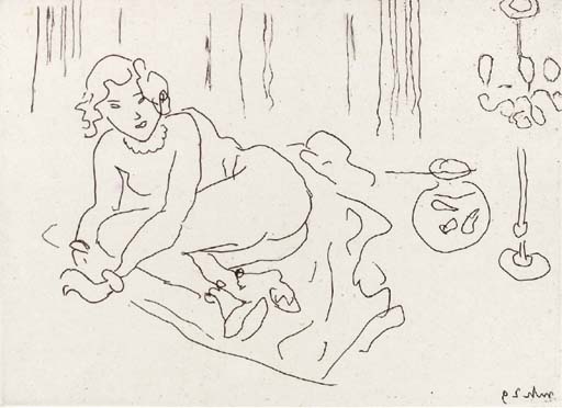 Nu couché. Intérieur à la lamoe vénitienne (D. 181) 
