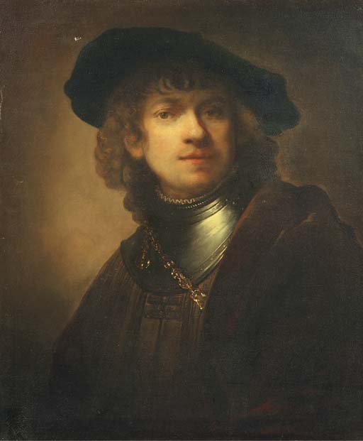 Self-portrait as a young man with a black beret 

