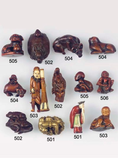 Three wood netsuke , 19TH CENTURY, SIGNED HOKUTEI? AND MEIZAN? | Christie's
