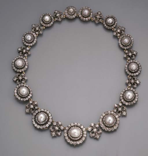 A FINE ANTIQUE PEARL AND DIAMOND NECKLACE Christie's