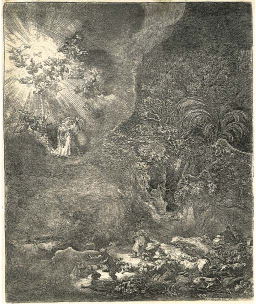 The Angel appearing to the Shepherds (B., Holl. 44; H. 120) 

