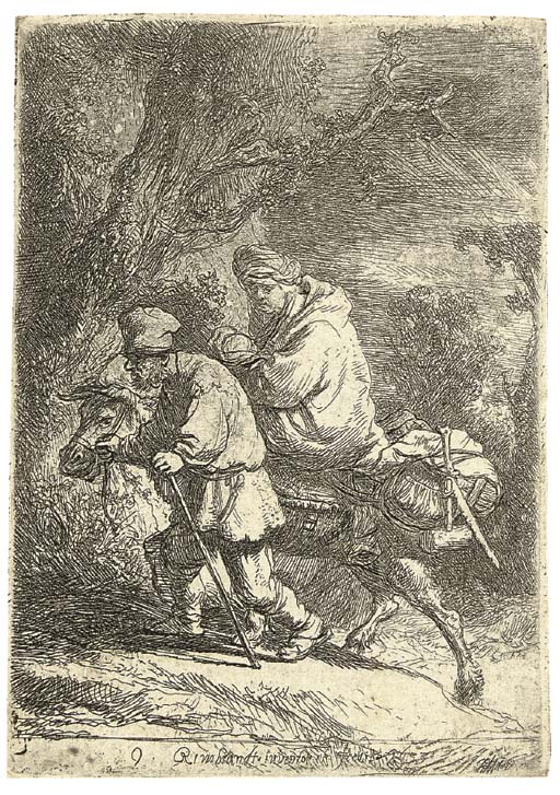 The Flight into Egypt: Small Plate (B., Holl. 52; H. 105) 
