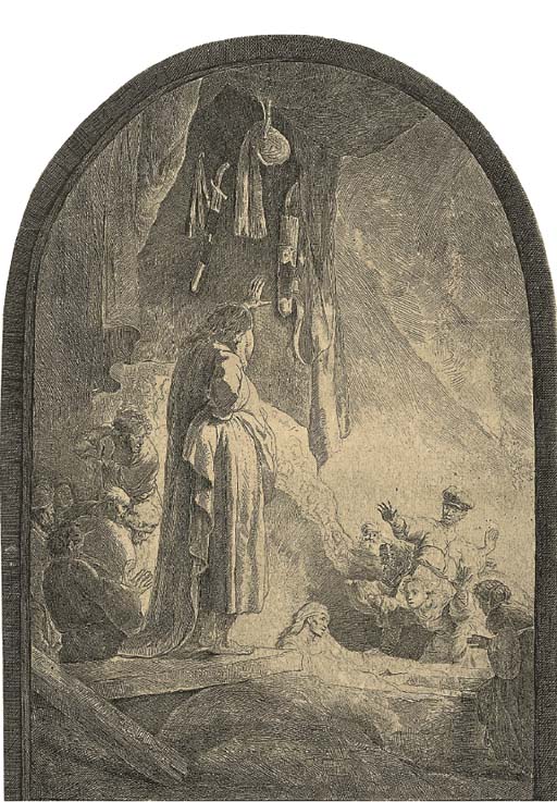 The Raising of Lazarus: Large Plate (B., Holl. 73; H. 96) 

