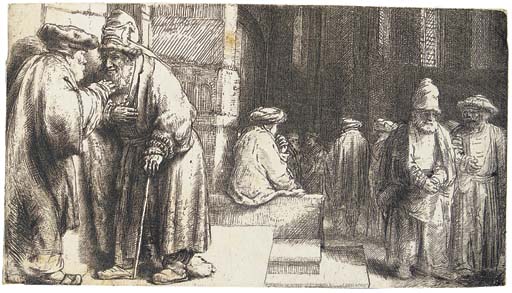 Jews in the Synagogue (B., Holl. 126; H. 234) 

