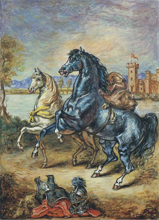 Due cavalli nel paesaggio 

