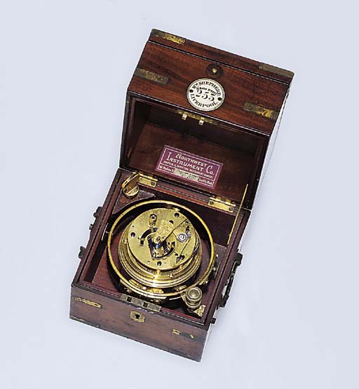 A mahogany two-day marine chronometer with rare experimental flat