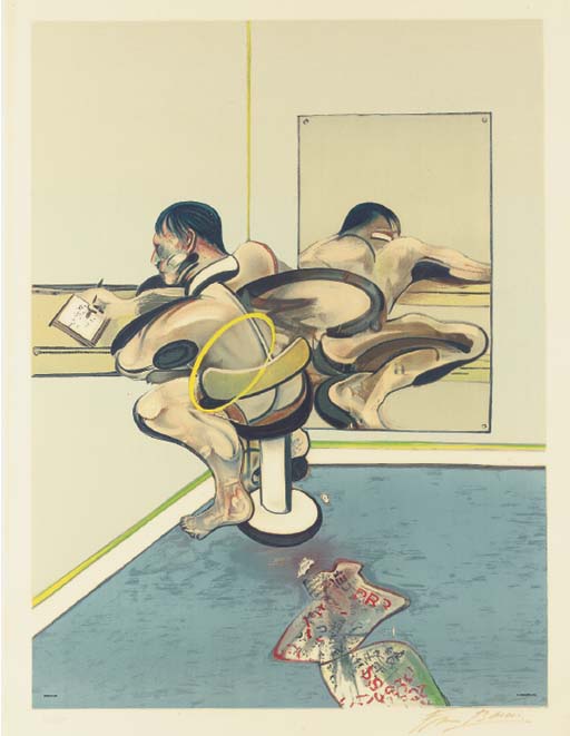 Figure writing reflected in a Mirror, 1976 
