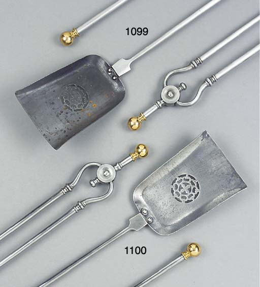 A SET OF THREE STEEL FIRE IRONS