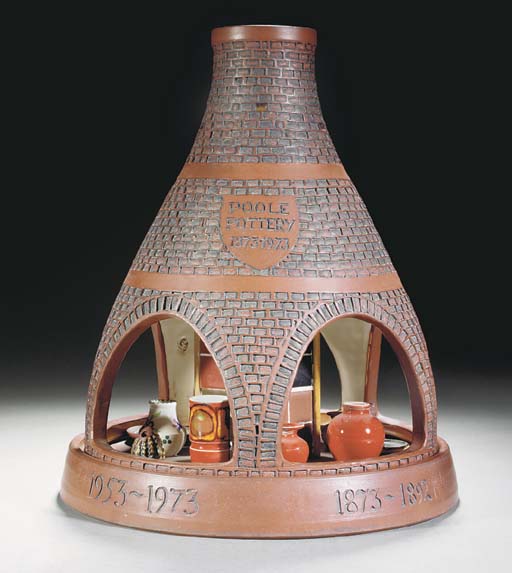 A POOLE POTTERY BOTTLE KILN IN A RED TILE BODY DESIGNED AND MADE BY GUY