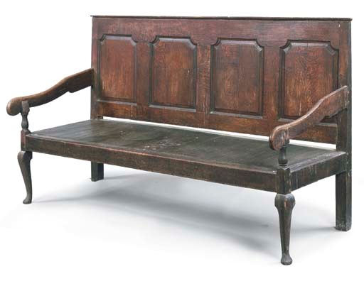 A LANCASHIRE OAK SETTLE
