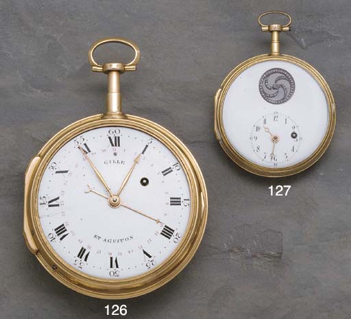 Courvoisier Freres: A silver hunter cased two time-zone verge