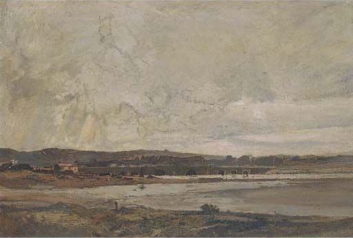 A bridge in a river landscape 
