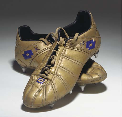 gold and blue football boots