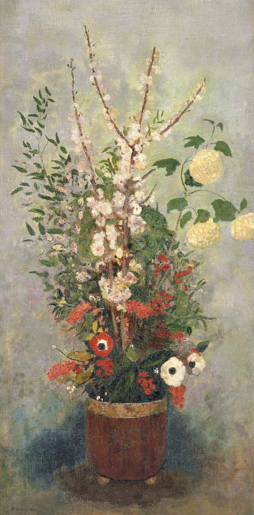 Vase de fleurs avec branches de pommier en fleur 
