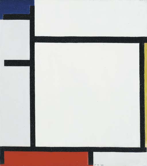 Composition with Blue, Yellow, Red and Gray 
