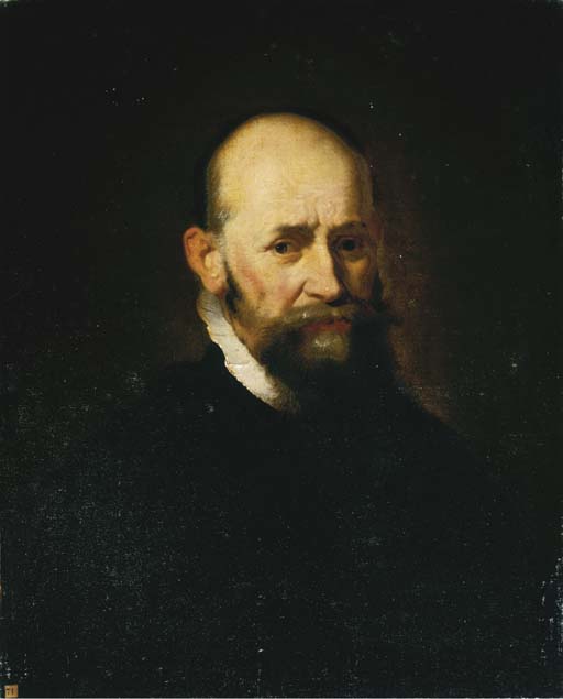 Portrait of a gentleman, half-length, in a black costume 

