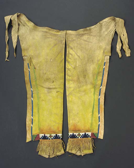 A PAIR OF UTE OR JICARILLA APACHE BEADED HIDE LEGGINGS Christie's