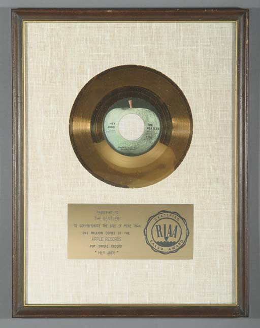 THE BEATLES HEY JUDE GOLD RECORD , 1968 | Christie's