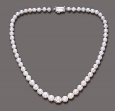 necklace duke doris pearl diamond natural cultured lot christie pearls strand single cartier jewelry