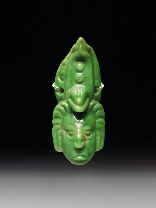 A MAYAN JADE HEAD OF THE MAIZE GOD , CLASSIC, CA. A.D. 450650 Christie's