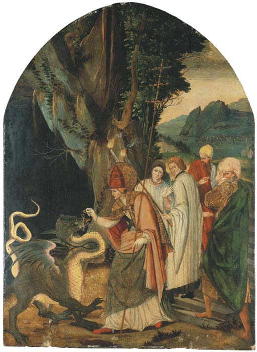 Saint Sylvestre combattant le dragon 
