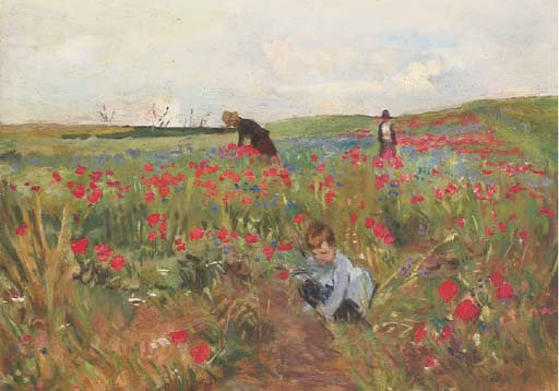 Cueillette de fleurs au champ 
