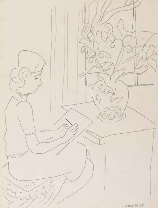 Annelies dessinant des fleurs 
