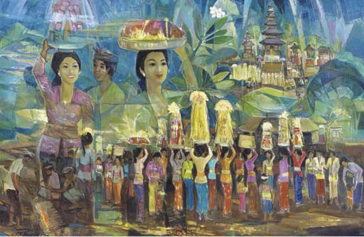 Ida Bagus Made Nadera (Indonesian, 1910-1998) , A busy market on