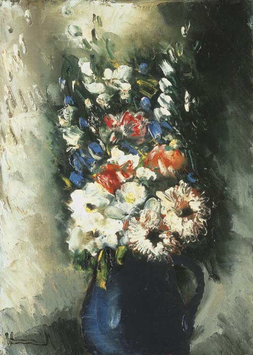 Maurice de Vlaminck (1876-1958) , Bouquet de fleurs au vase bleu