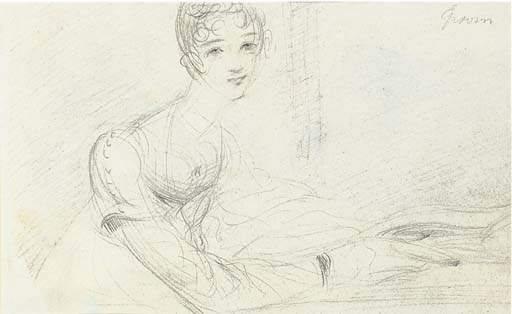Portrait study of Jane or Ann Gubbins (recto); Wooded landscape, Epsom (verso)
