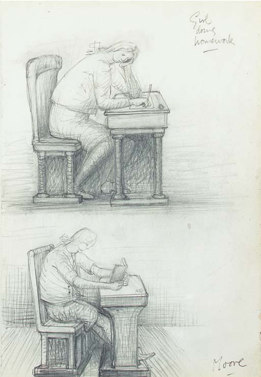 Girl Doing Homework [Notebook 3 Drawing 3] 
