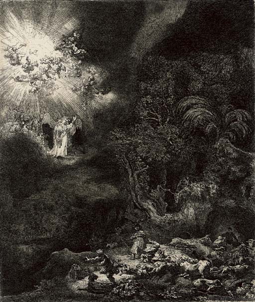 The Angel appearing to the Shepherds (B., Holl. 44; H. 120) 
