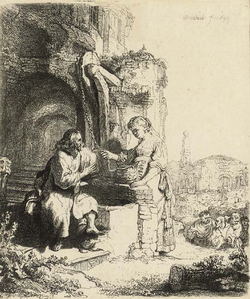 Christ and the Woman of Samaria among Ruins (B., Holl. 71; H. 122) 
