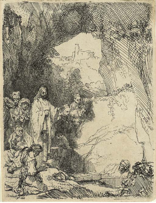 The Raising of Lazarus: Small Plate (B., Holl. 72; H. 198) 
