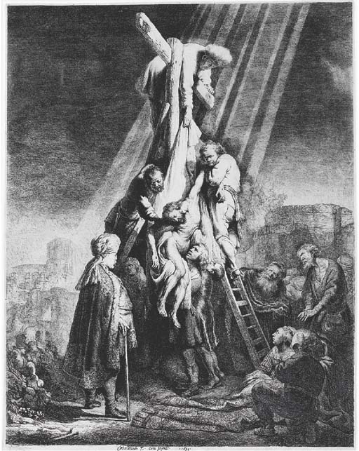 The Descent from the Cross: Second Plate (B., Holl. 81; H. 103) 
