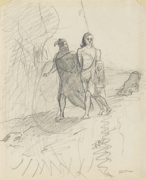 Mephistopheles as a dog following Faust and Wagner home 
