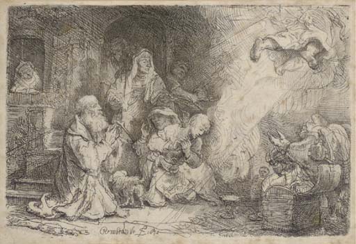The Angel departing from the Family of Tobias (B., Holl. 43; H. 185)
