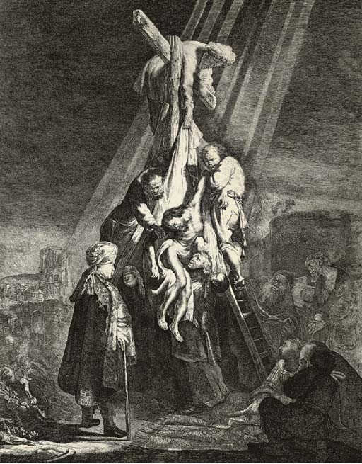 The Descent from the Cross: Second Plate (B., Holl. 81; H. 103) 
