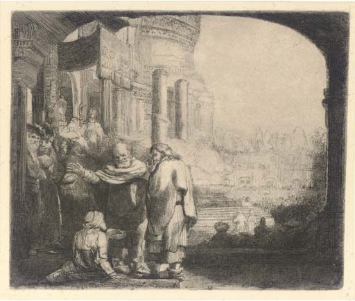 Saints Peter and John healing the Cripple at the Gate of the Temple (B., Holl. 94; H. 301)

