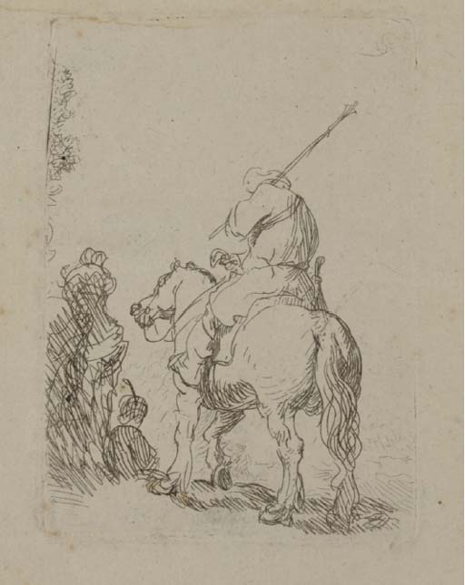 The Turbaned Soldier on Horseback (B., Holl. 139; H. 99) 
