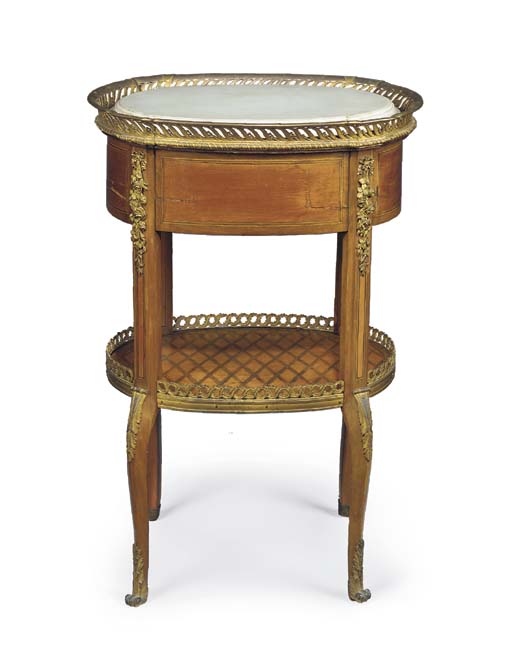 A LATE LOUIS XV ORMOLU-MOUNTED SYCAMORE AND BOIS CITRONNIER GUERIDON JARDINIERE A LATE LOUIS XV ORMOLU-MOUNTED SYCAMORE AND BOIS... 