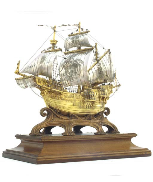 THE SIR PERCY COX NEFAN IMPORTANT V PARCELGILT SILVER NEF