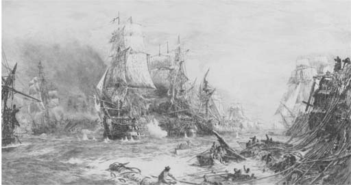 The battle of Trafalgar, 21 October 1805 
