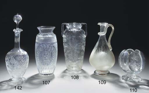 A Stourbridge Rock Crystal Style Engraved Vase Circa 1900
