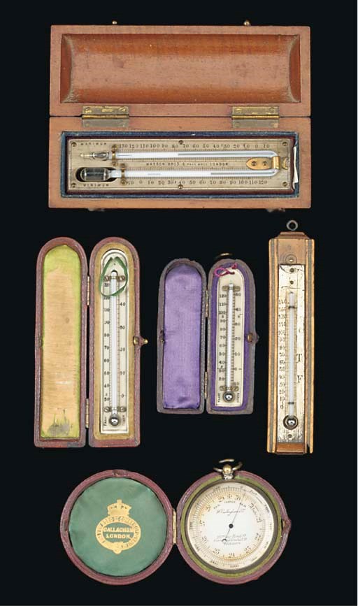 Four attractive late 19th/early 20thCentury pocket thermometers