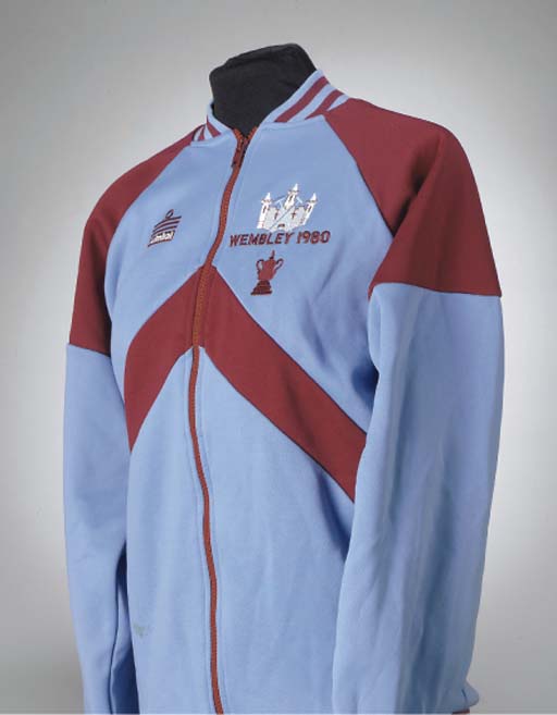 claret and blue tracksuit top