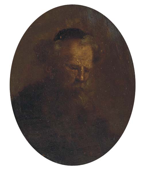 An old man, bust-length 
