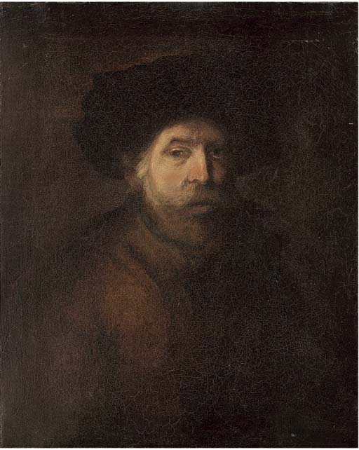 Portrait of a gentleman, bust-length, wearing a black cap 
